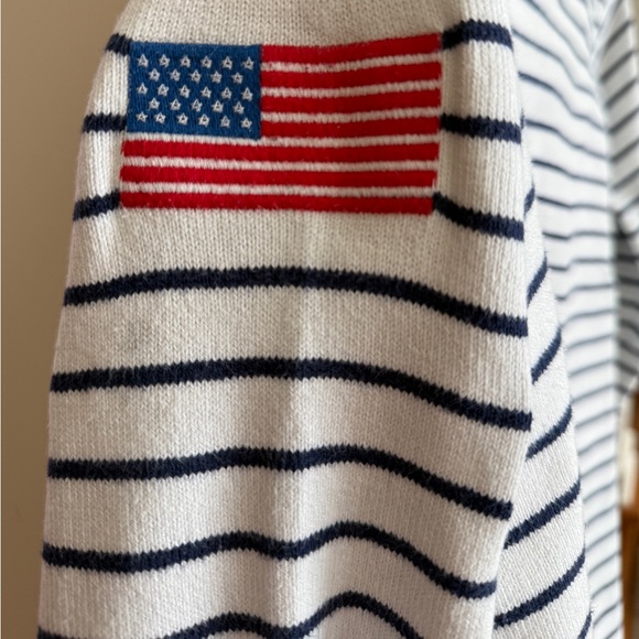 Vineyard Vines Dreamcloth Women’s Striped Quarter-Zip Pullover with Flag Patch. - Picture 11 of 13